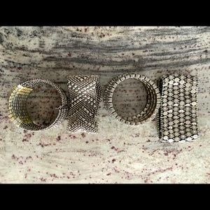 Assorted silver bracelets